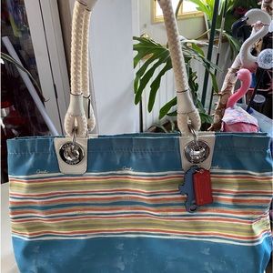 ⛵️Coach Nautical Summer Beach Stripe East/West Tote⛵️